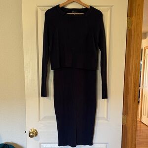 Ribbed Knit Navy Sweater Dress